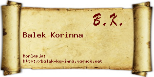 Balek Korinna névjegykártya